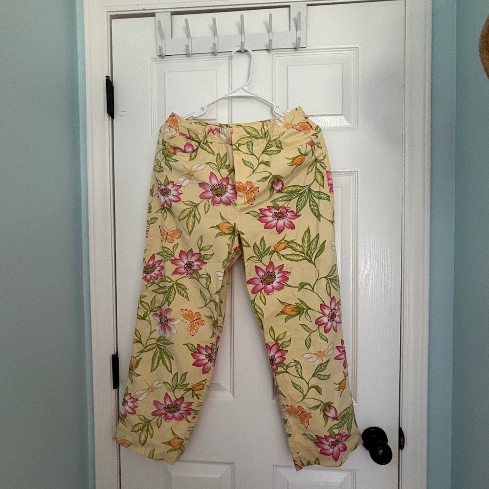Talbots Yellow Floral Size 8 ankle pants